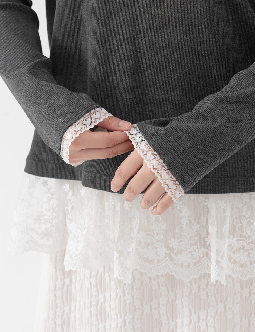 Layering Essential Lace Panel Knit Plus Size Top