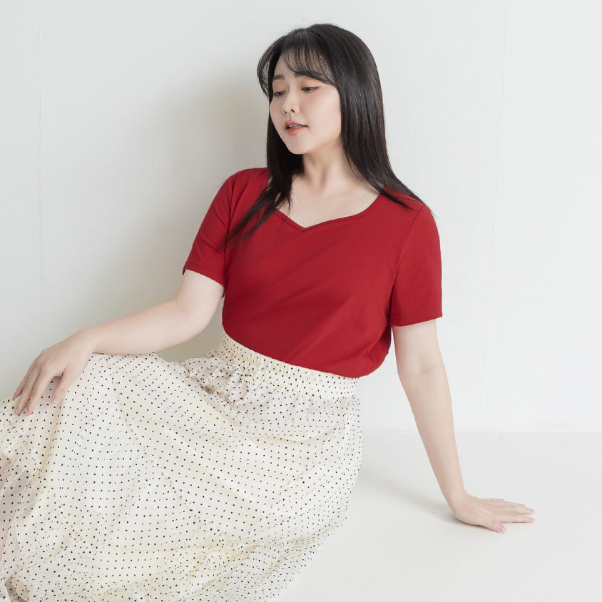 Upgraded 2.0! Sweetheart Neckline Plus Size Slim Tee