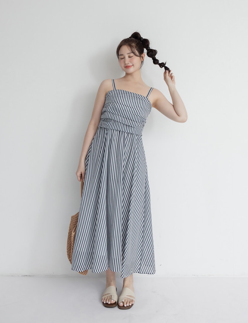 Vacay Stripe Adjustable Strap Plus Size Maxi Dress