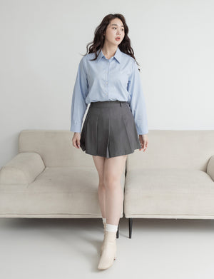 Sweet Preppy Pleated Plus Size Skort