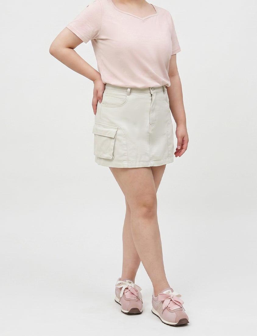 Sweet & Edgy Utility Cargo Pocket A-Line Plus Size Mini Skirt