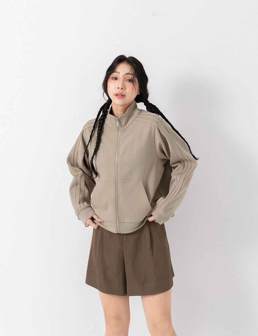 Webbing Contrast Cloud Cotton Cropped Plus Size Jacket
