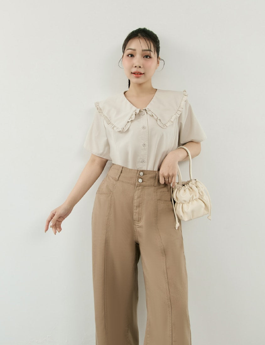 Pear-Shaped Friendly! Perfect Fit Twill Cotton Plus Size Wide Pants