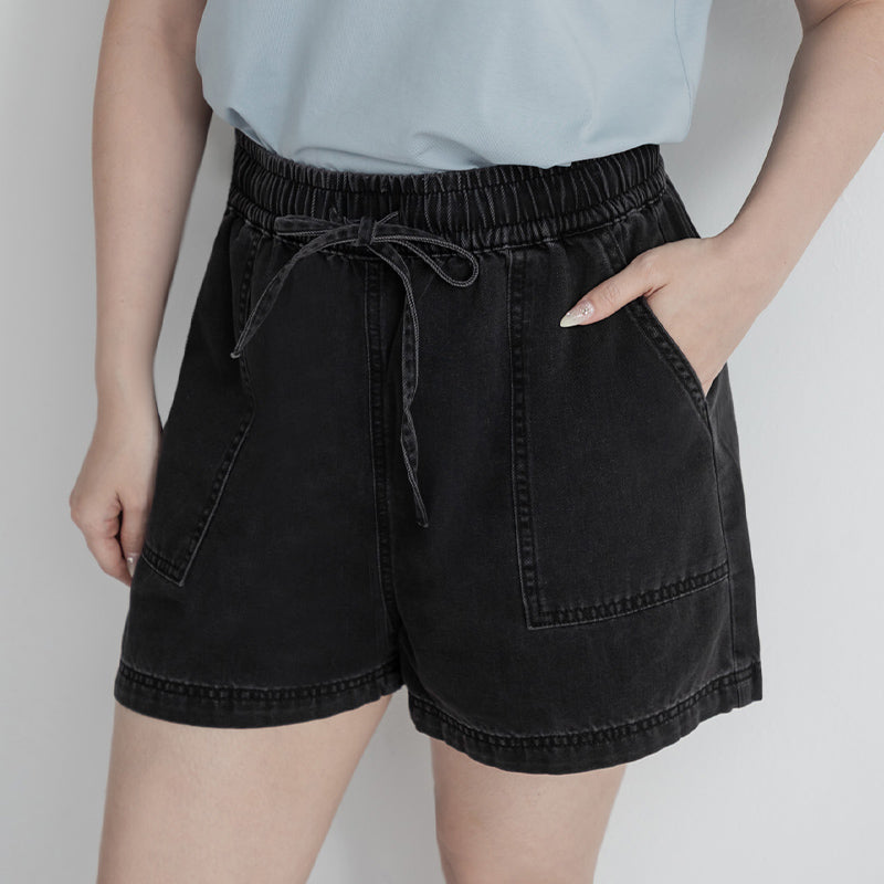 Cooling Soft Drawstring Plus Size Denim Shorts