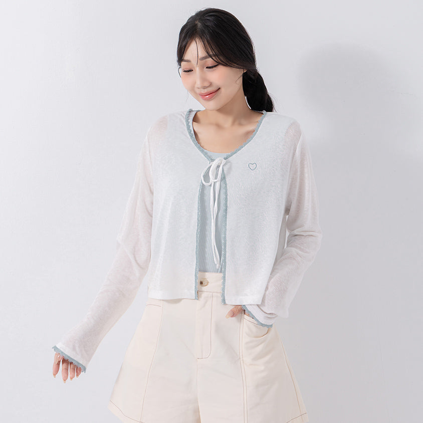 Instant Cooling Lyocell Lace Tie Front Plus Size Cover-Up