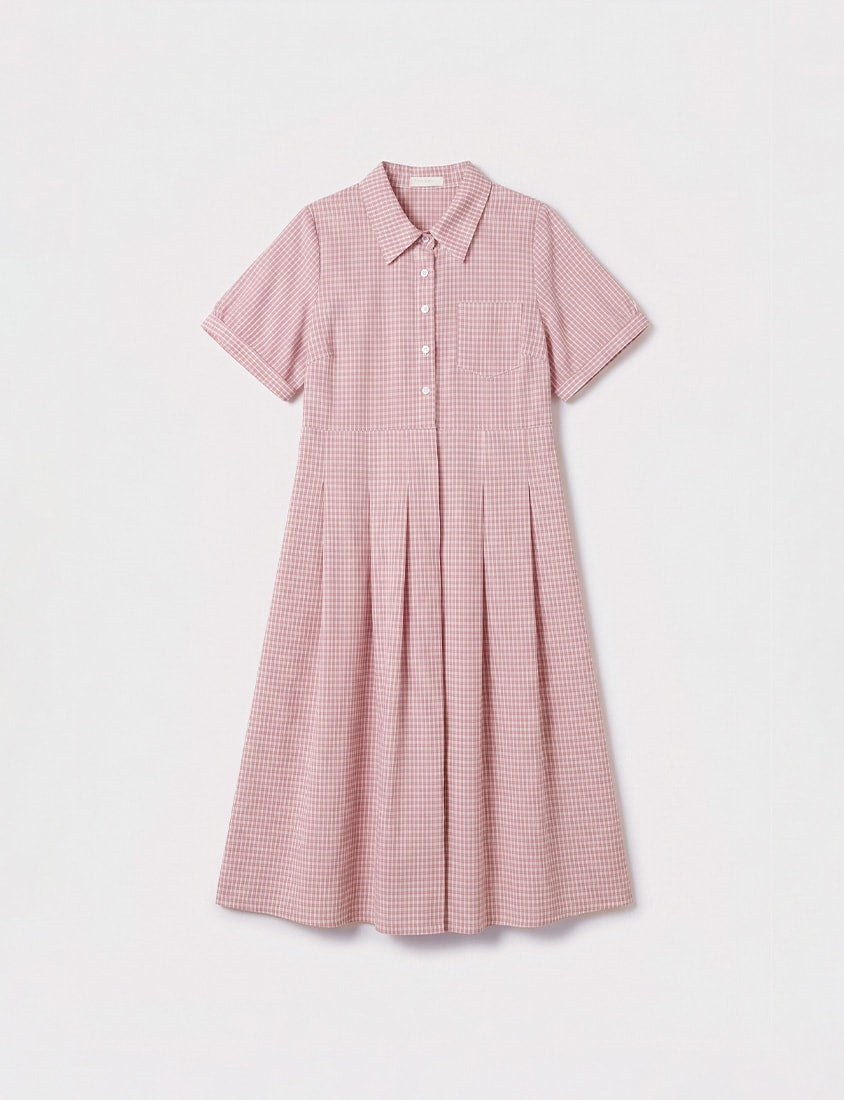 Collared Button-Up Gingham Plus Size Maxi Dress