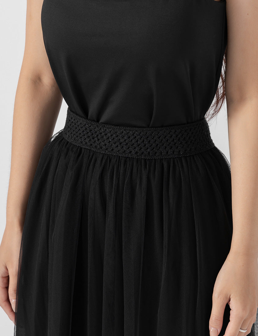 Ethereal Layered Mesh Plus Size Maxi Skirt