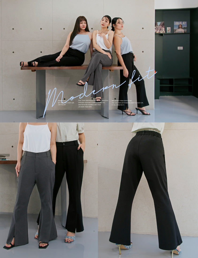 MISS. Standard Perfect Fit Slit Plus Size Flare Tailored Pants