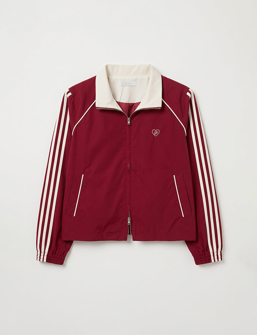 Korean-Inspired Retro Contrast Sporty Stand Collar Plus Size Jacket