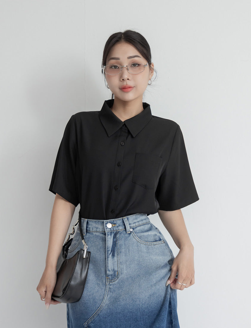 MISS. Silky Cool Classic Morandi Plus Size Shirt