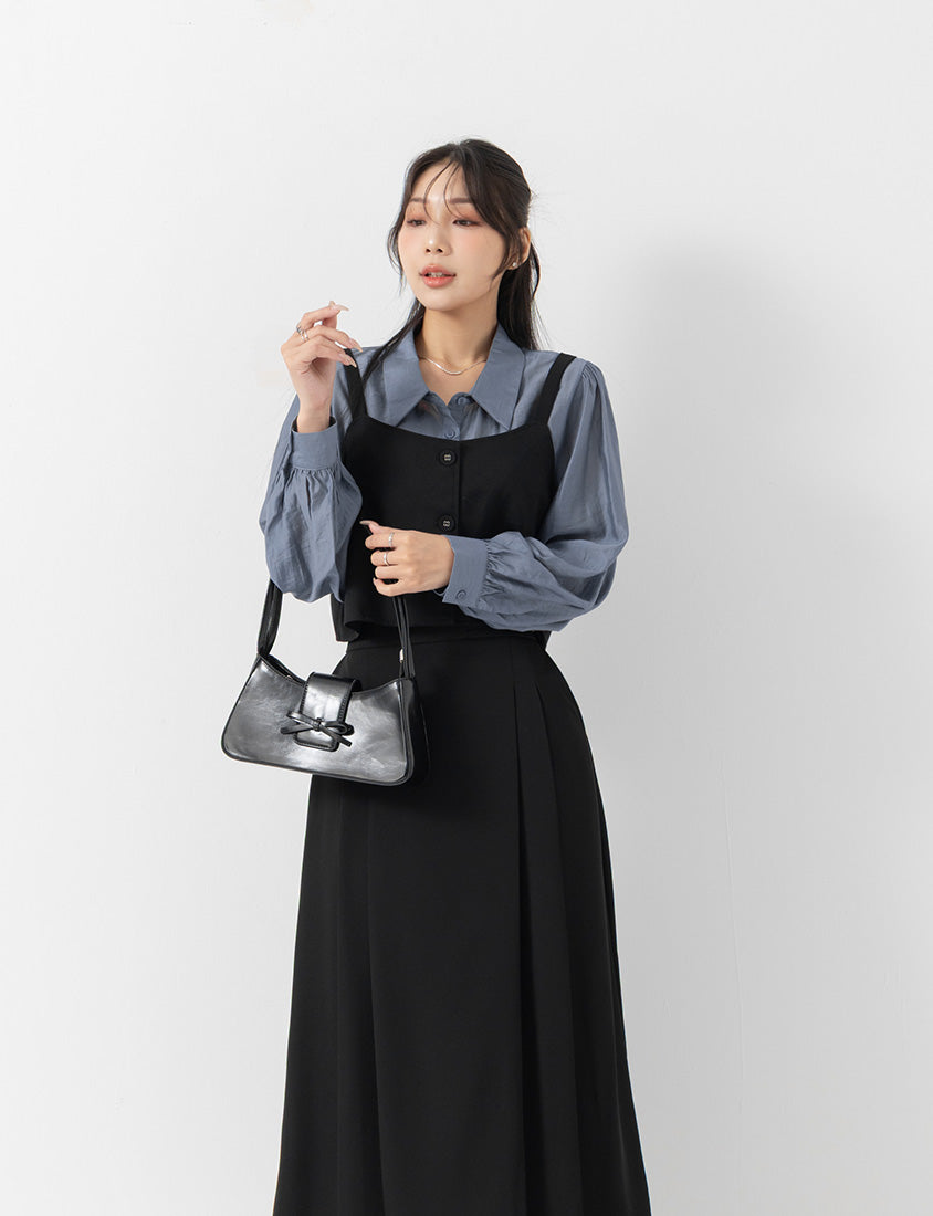 MISS. Elegant Suit Vest Faux Two Piece Plus Size Shirt
