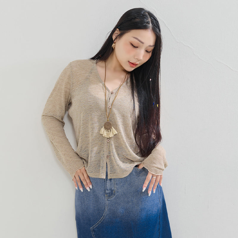 MUA! Textured Sheer Knit Plus Size Cardigan