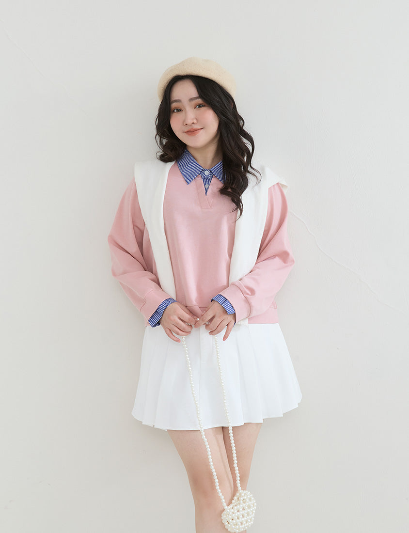 Heart Logo Faux Two Piece Plus Size Sweatshirt