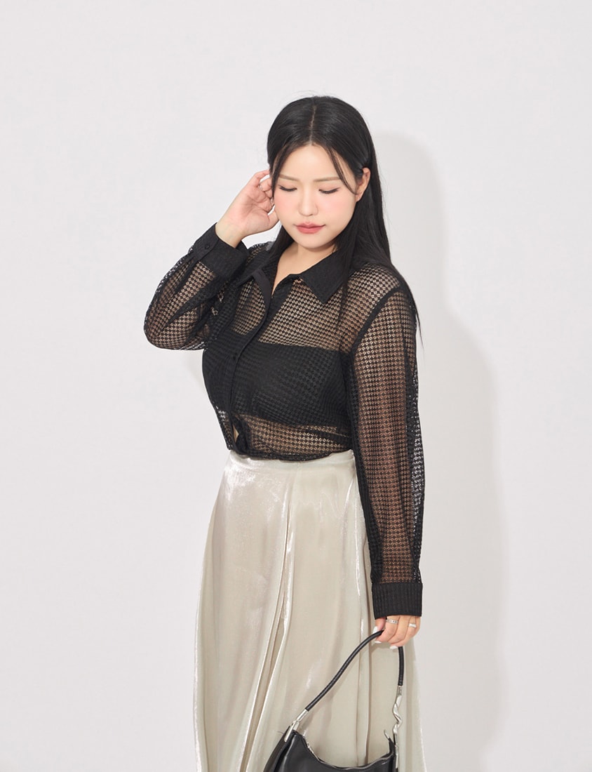MORE U Airy Glossy Plus Size Bubble Skirt