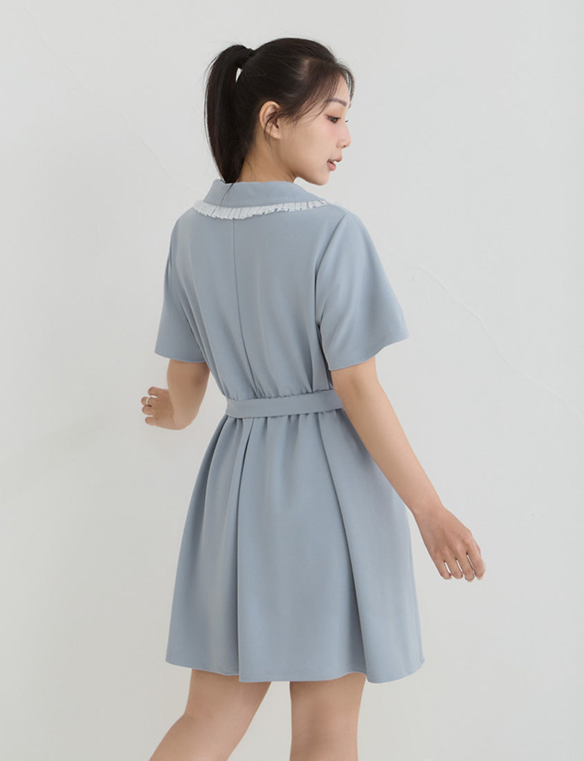 Sweet Preppy Contrast Collar Plus Size Maxi Dress