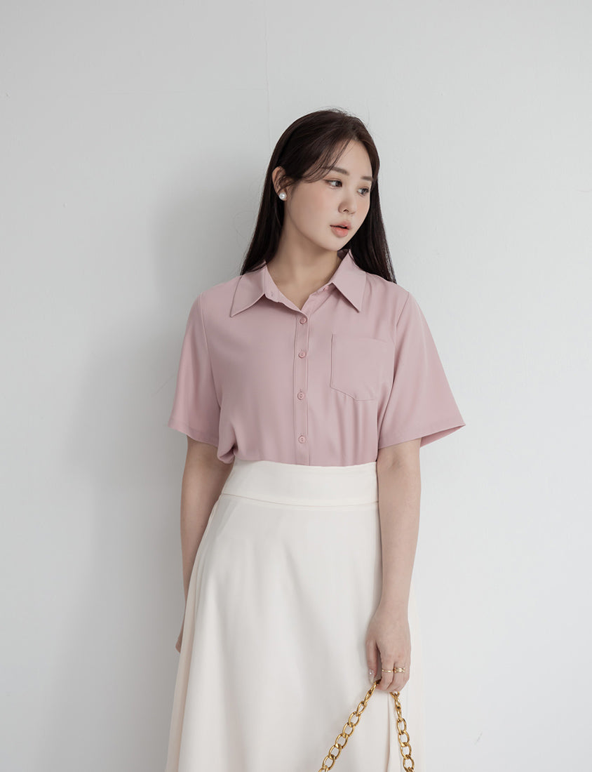 MISS. Silky Cool Classic Morandi Plus Size Shirt