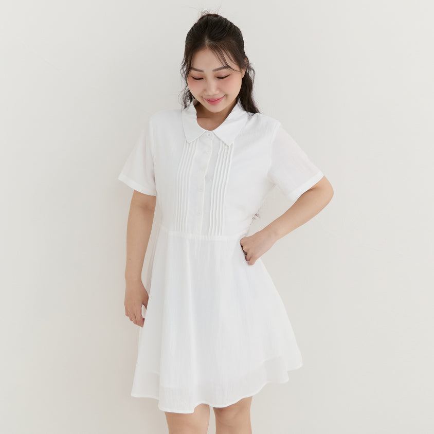Casual Skin-Friendly Pleated Plus Size Mini Dress