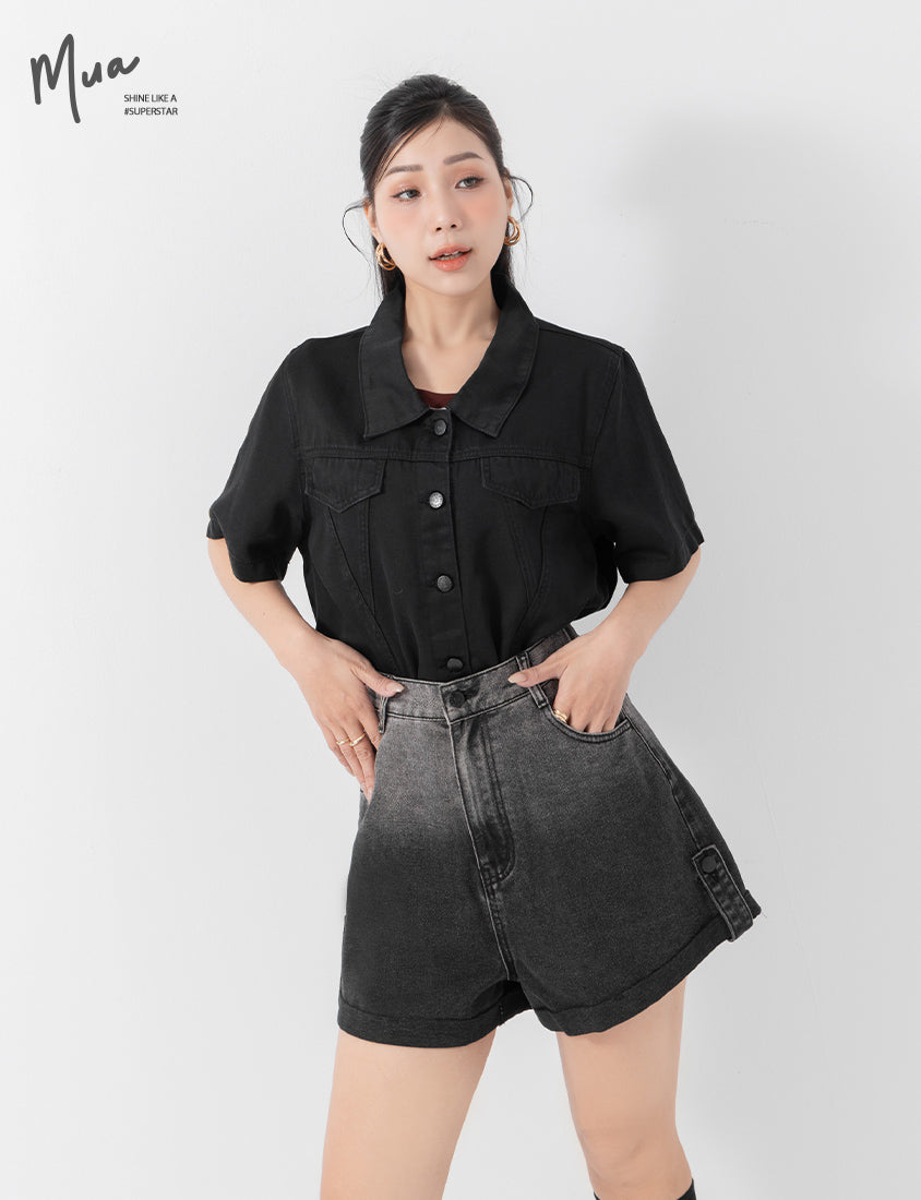 MUA! Gradient Cuffed Denim Plus Size Shorts