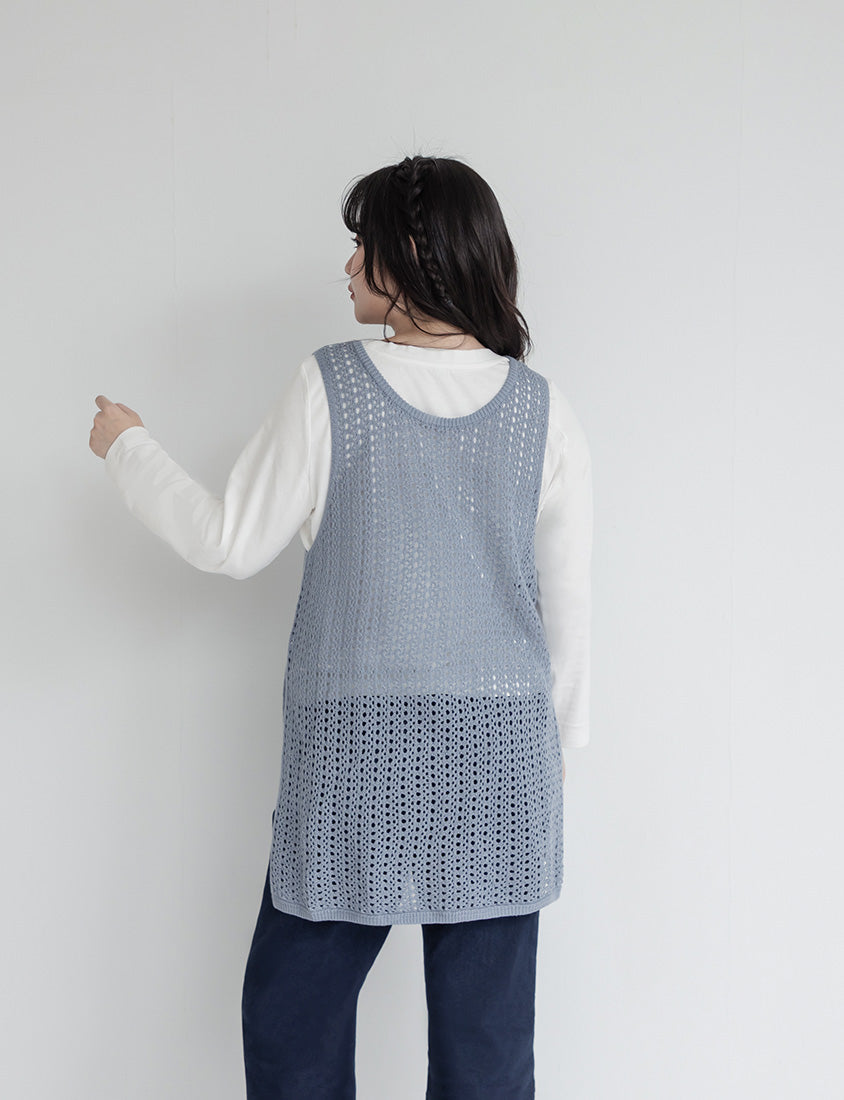 Japanese Style Layered Knit Cutout Plus Size Two-Piece Set