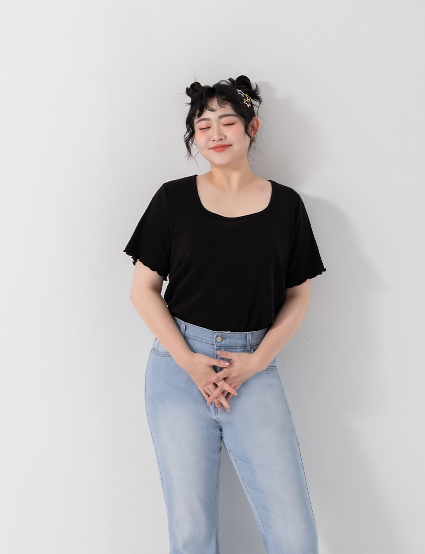 Instant Cooling Cloud Cotton Square Neck Plus Size Tee