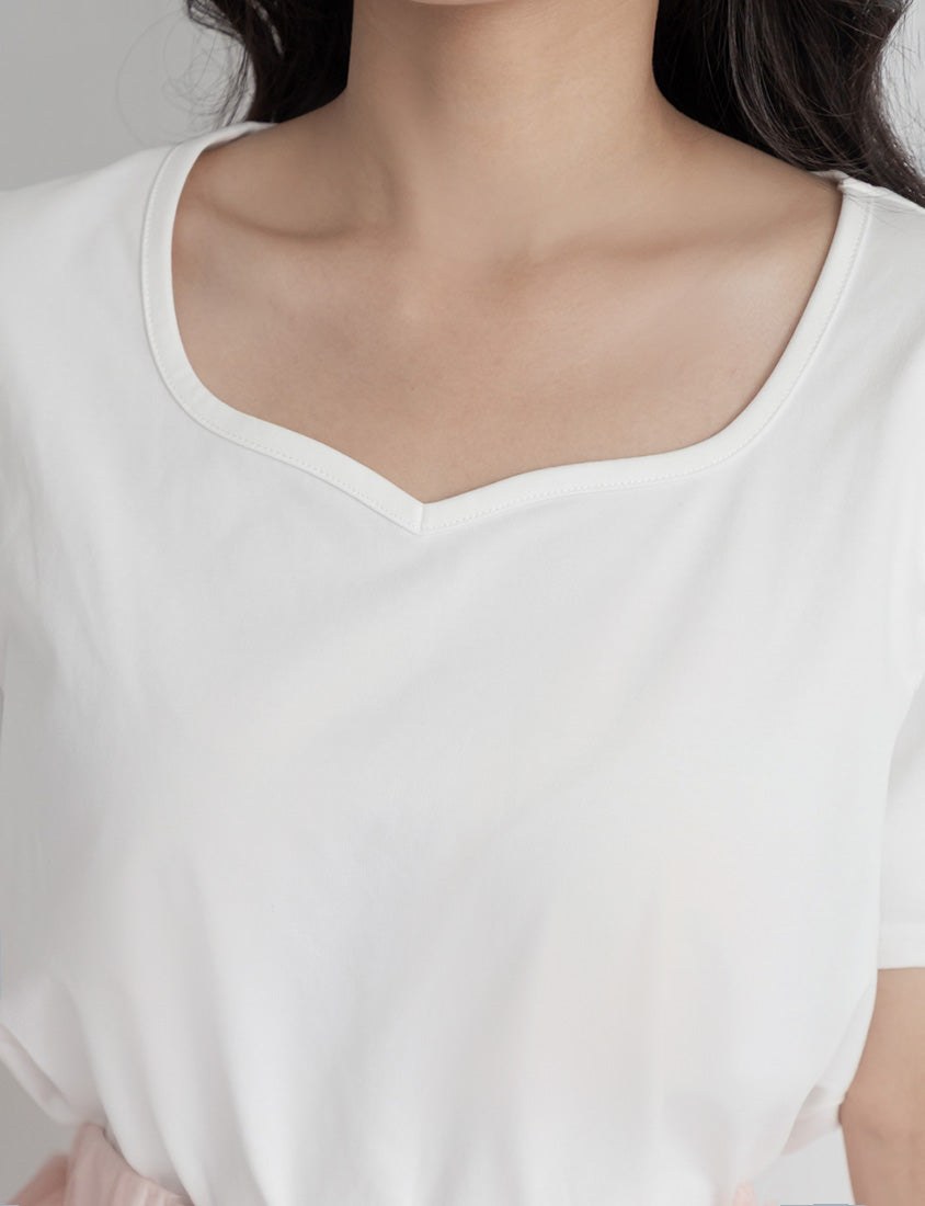 Upgraded 2.0! Sweetheart Neckline Plus Size Slim Tee
