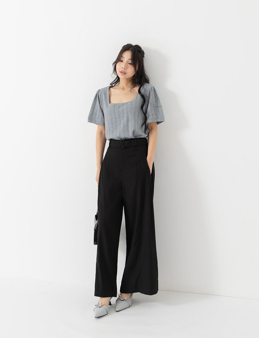 MISS. Tailored Wrinkle-Resistant Plus Size Wide Leg Pants (With Belt)