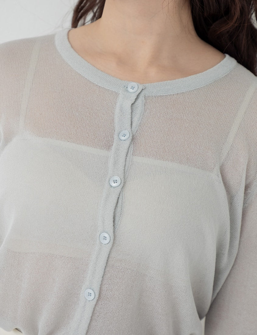 MISS. Crew Neck Fine Ice Silk Semi Sheer Plus Size Cover Up