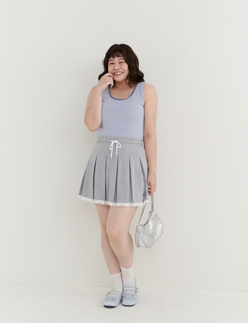 Pobra. Contrast Crew Neck Ribbed Plus Size Bra Tank Top