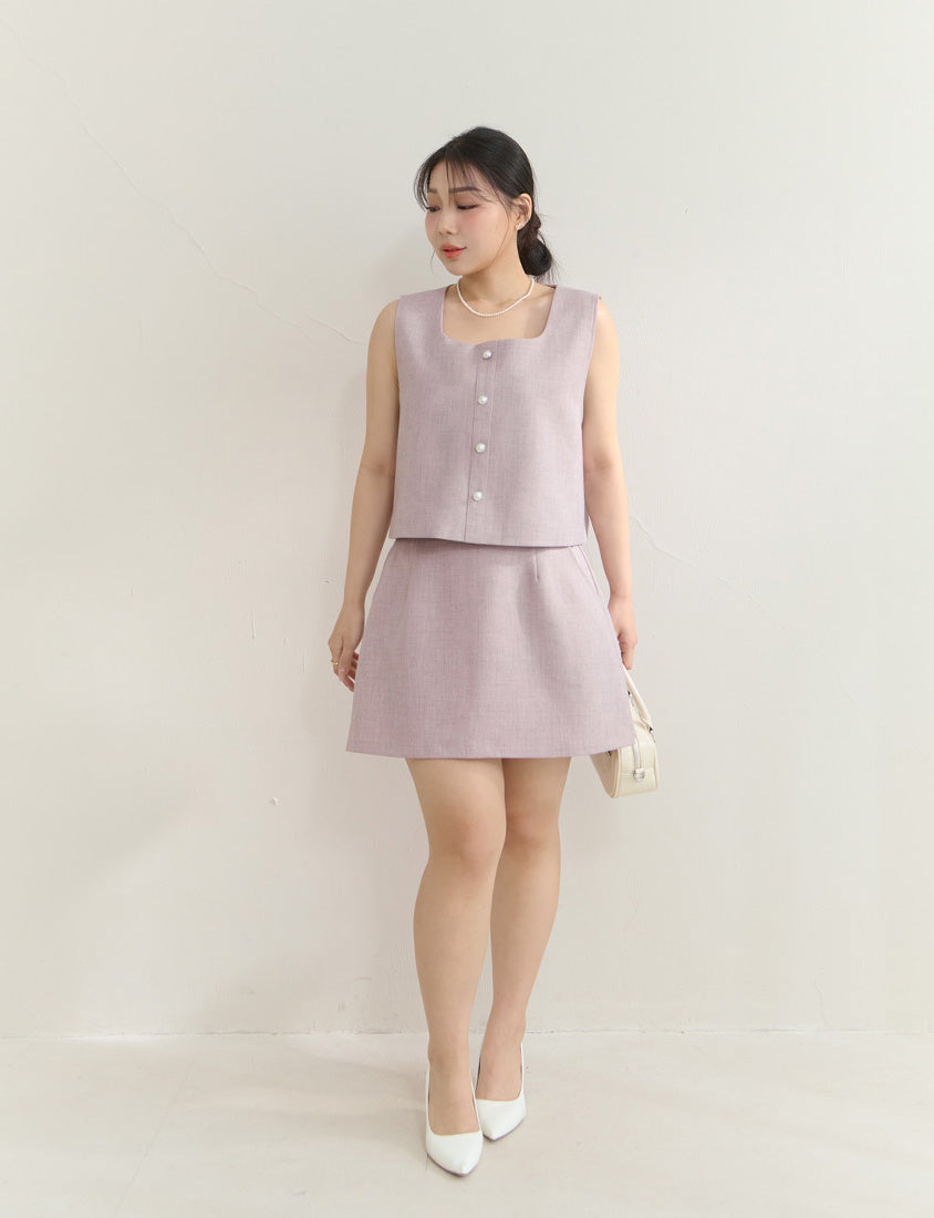 MISS. Korean Style Pearl Button Plus Size Tailored Vest