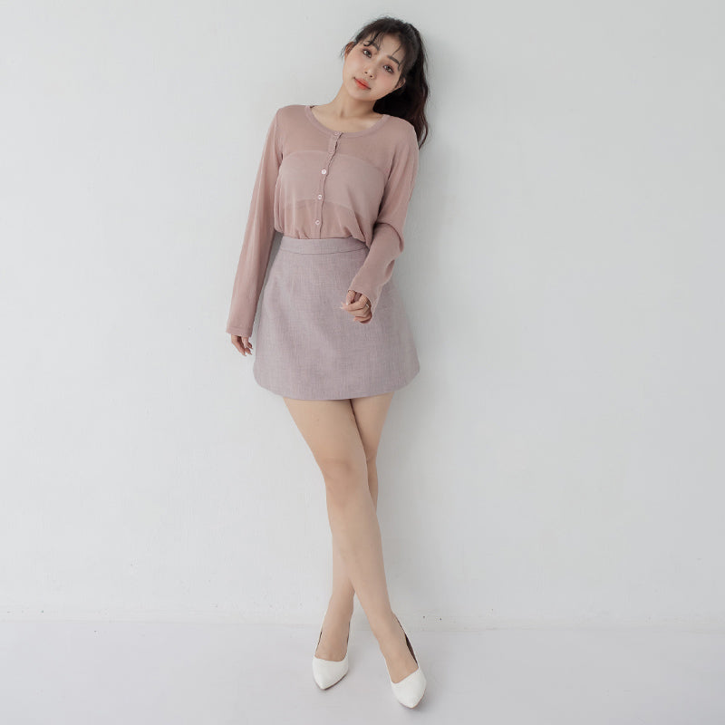 MISS. Crew Neck Fine Ice Silk Semi Sheer Plus Size Cover Up