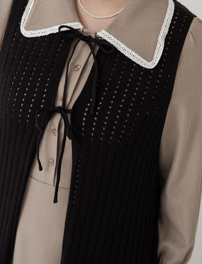 MISS. 2-Way Convertible Hollow Plus Size Long Knit Vest