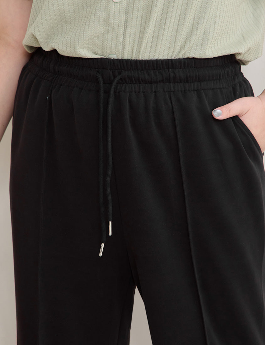 Instant Cool Cloud Cotton Stitch Slit Plus Size Wide Pants