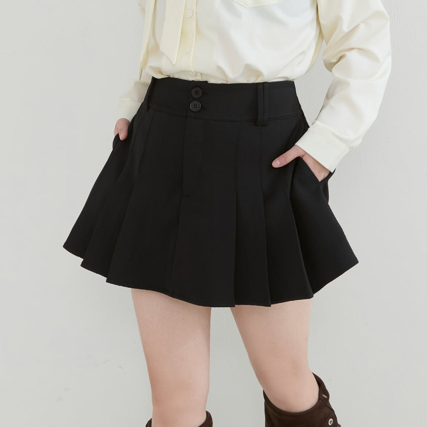 Slimming A-Line Pleated Plus Size Mini Skirt