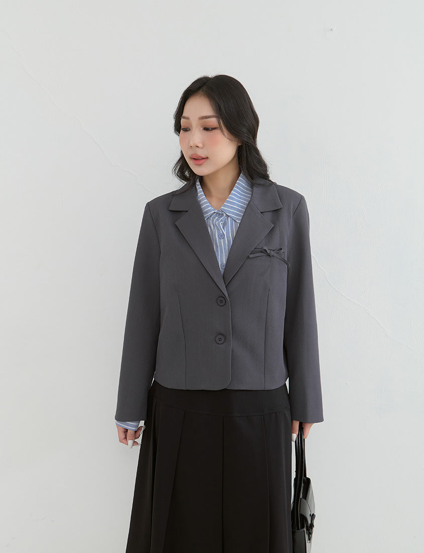 Korean Style Preppy Cropped Plus Size Blazer