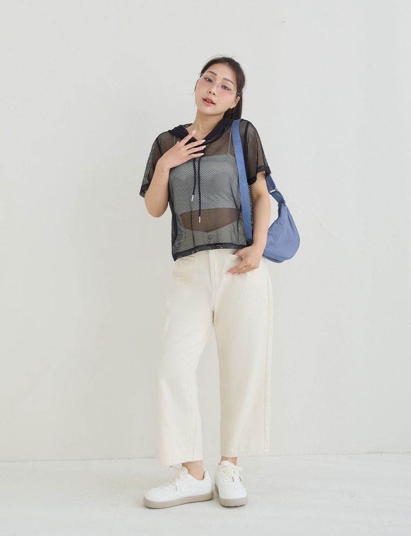 Casual Sporty Mesh Hooded Plus Size Top