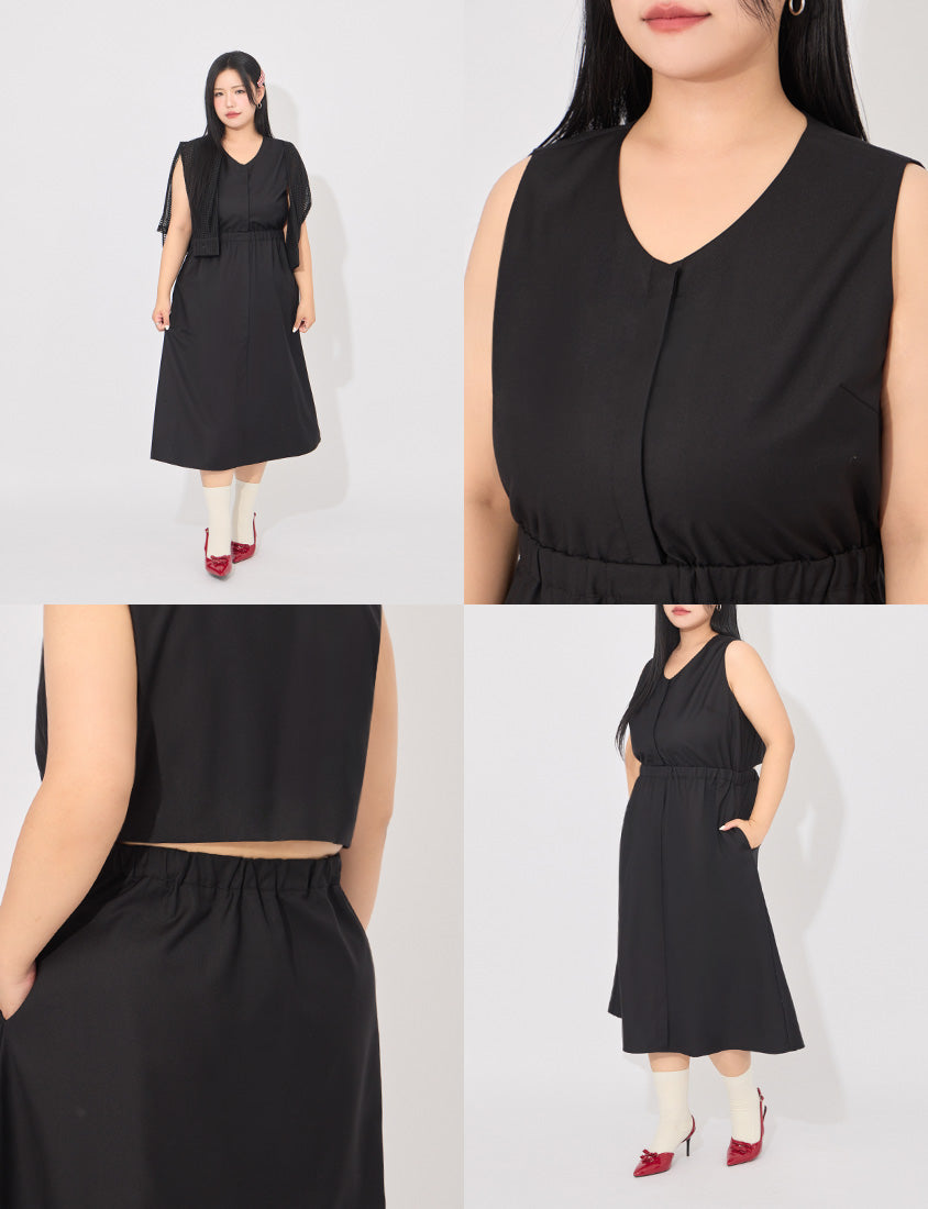MORE U French-Style Back Cut-Out Plus Size Dress