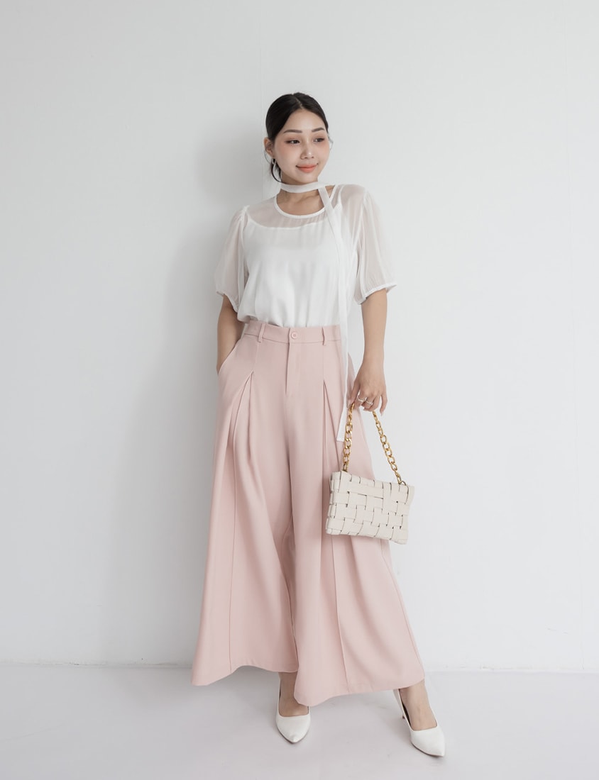 Pleated Cropped Plus Size Wide-Leg Pants