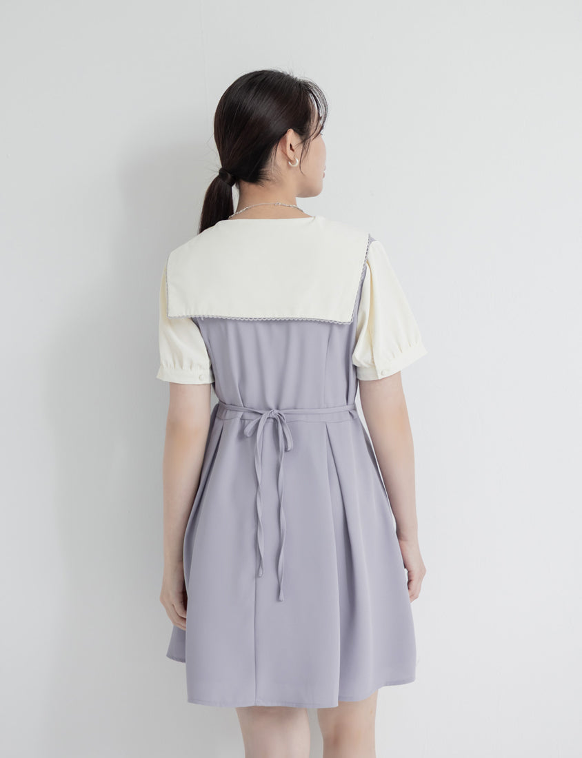 MISS. Preppy Faux Two Piece Collar Plus Size Mini Dress