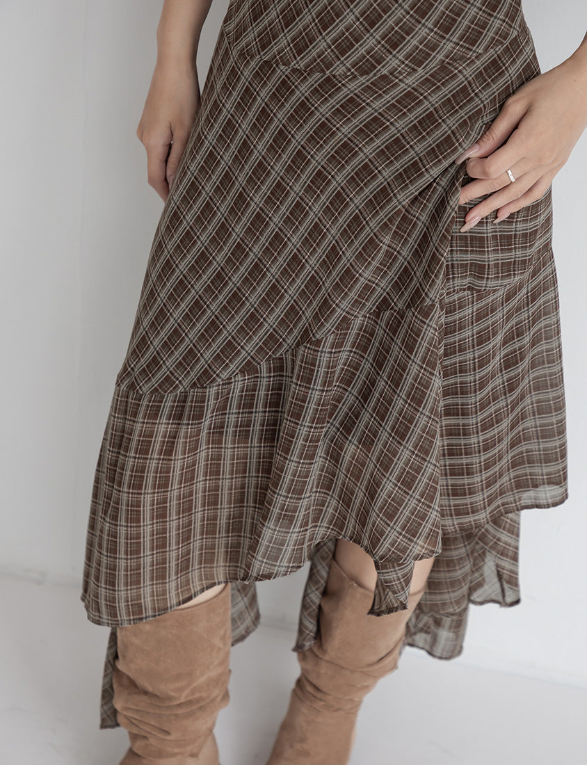 MUA! Asymmetrical Hem Plaid Plus Size Cami Dress