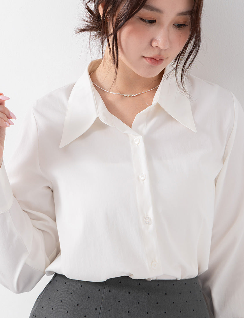 MISS. Minimal Breathable Lyocell Long Sleeve Plus Size Shirt