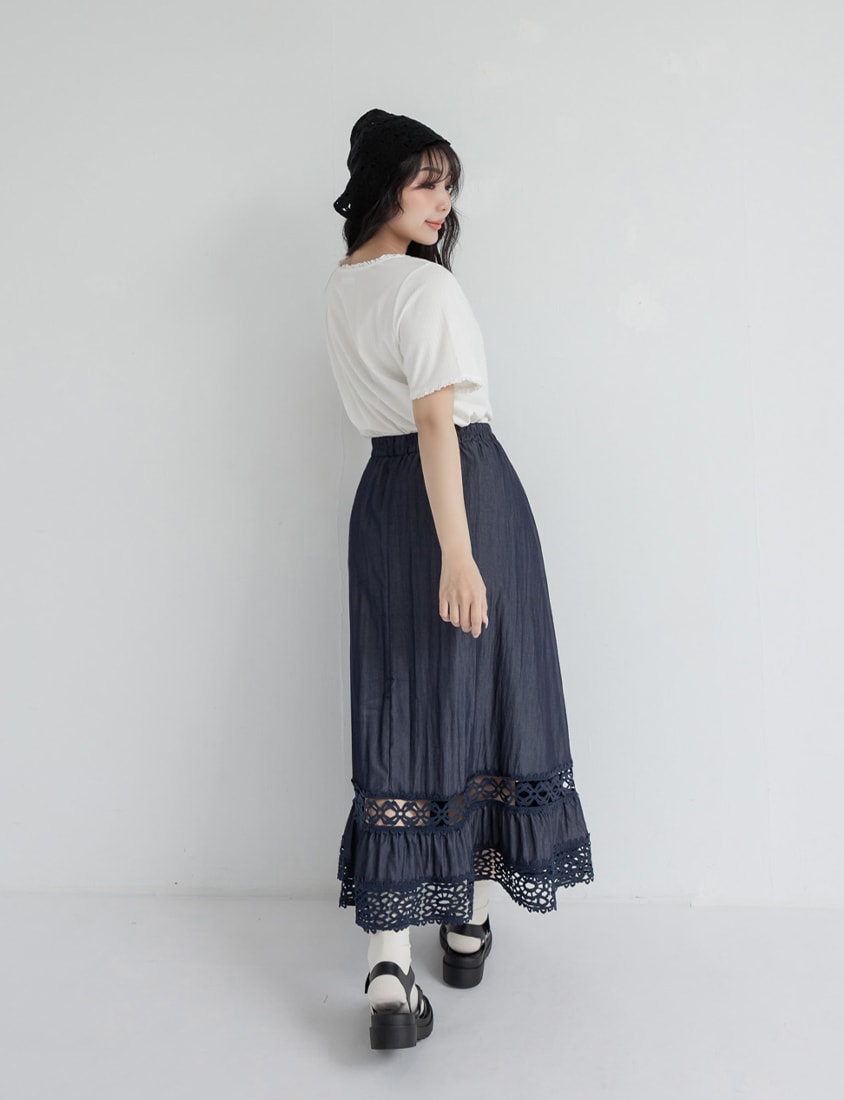 Lace Square Neck Waffle Plus Size Knit Top
