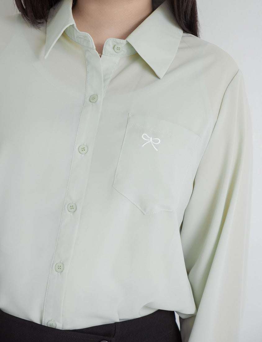 MISS. Two-Piece Sheer Embroidered Plus Size Shirt (With Inner Cami Top)