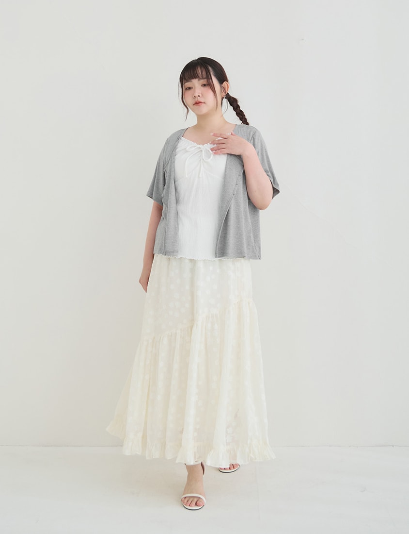 Korean Style Lace Trim Faux Two Piece Plus Size Top
