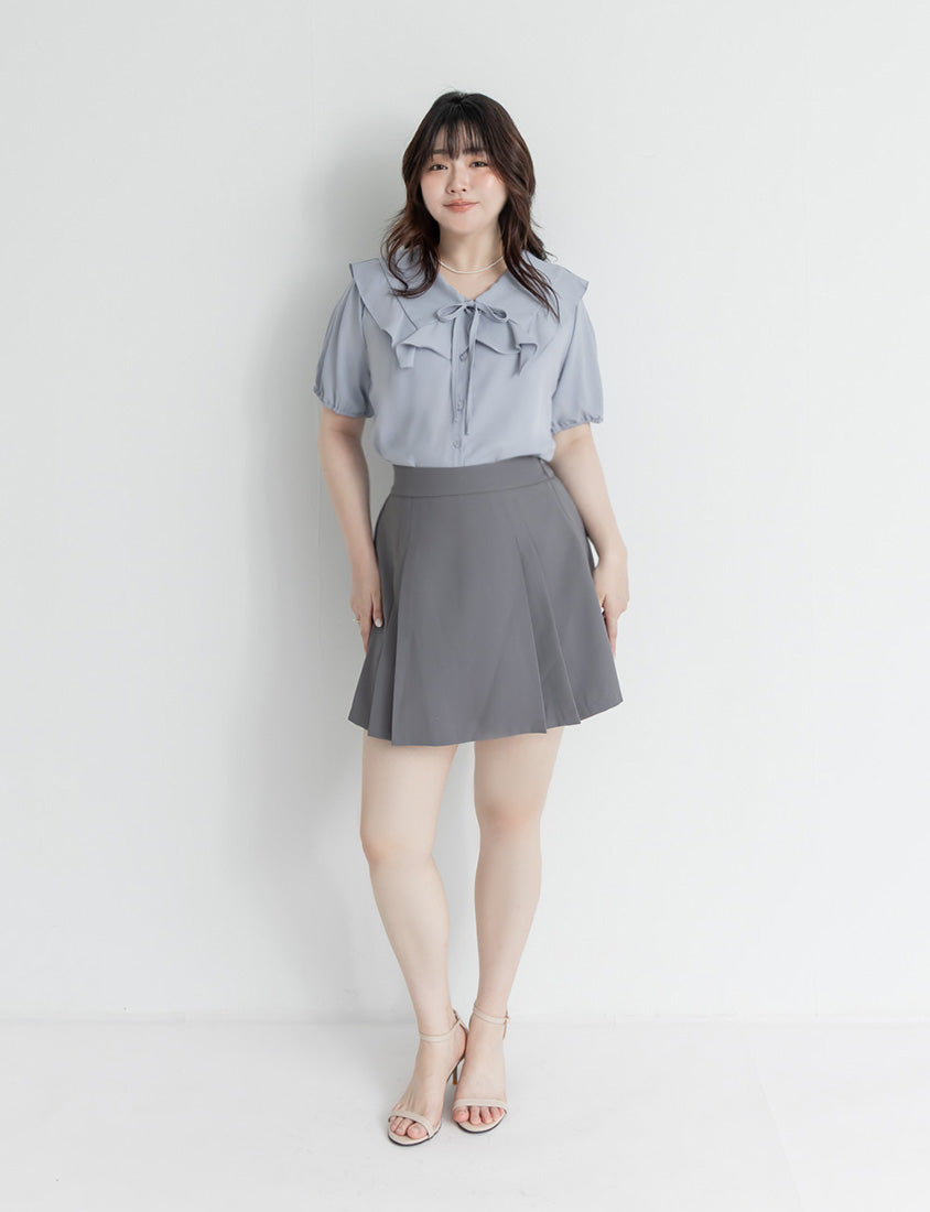 MISS. Ruffle Collar Chiffon Plus Size Shirt