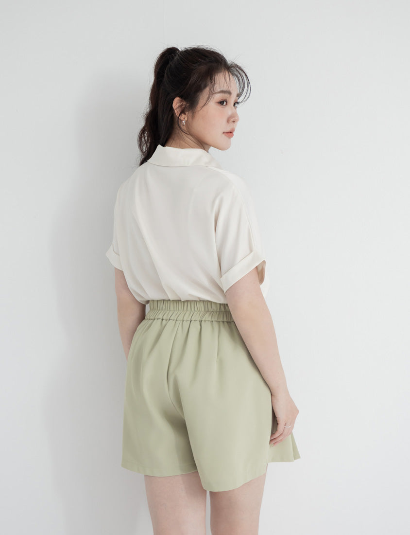MISS. Minimal Satin Rolled Sleeve Plus Size Shirt