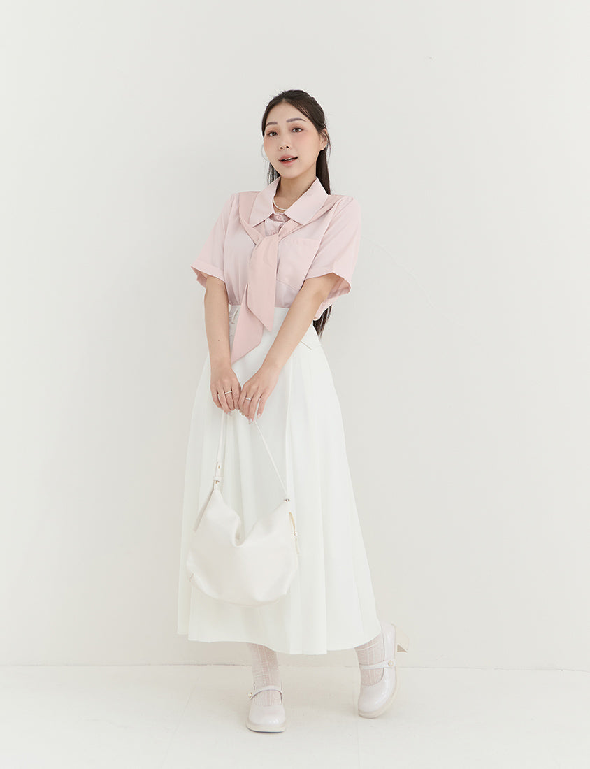 MISS. Morandi Faux Two Piece Plus Size Shirt (With Shawl)