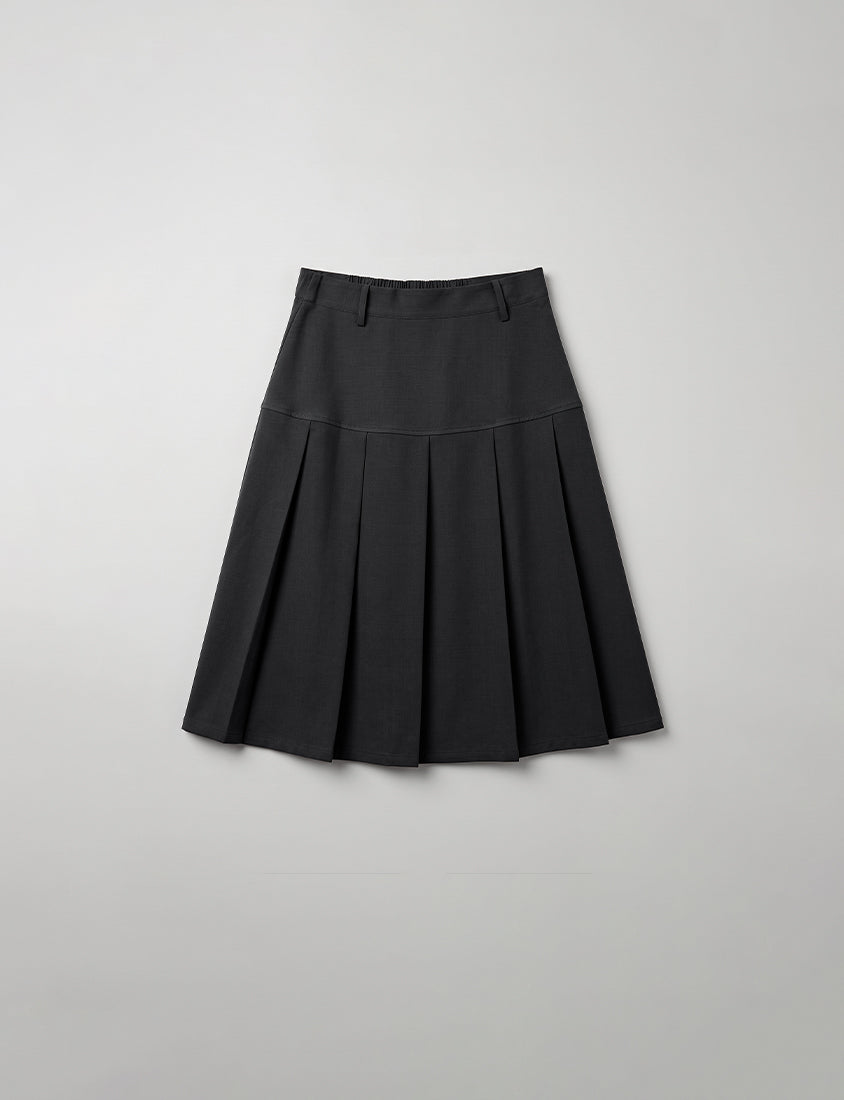 Preppy Wide Pleated Plus Size Midi Skirt