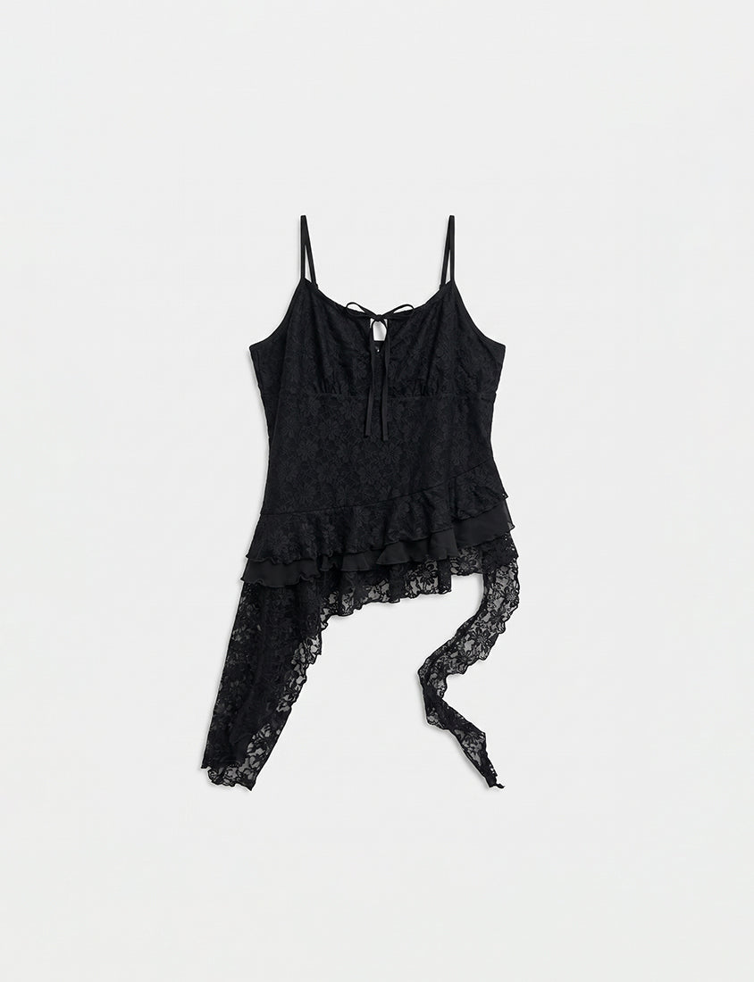 MUA! Sweet Lace Asymmetrical Hem Plus Size Cami Top