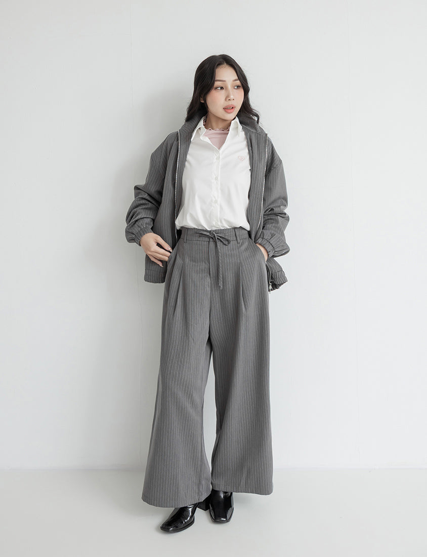 American Casual Striped Plus Size Jacket