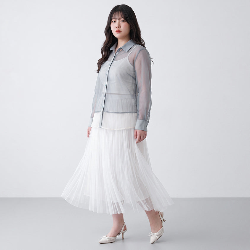 MISS. Japanese-Inspired Ethereal Sheer Layered Plus Size Shirt
